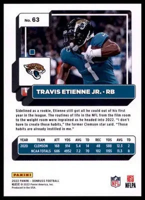 2022 Donruss Travis Etienne Jr. 63 Jacksonville Jaguars - Football Card Single