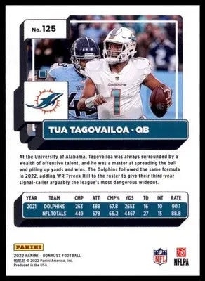 2022 Donruss Tua Tagovailoa 125 Miami Dolphins - Football Card Single