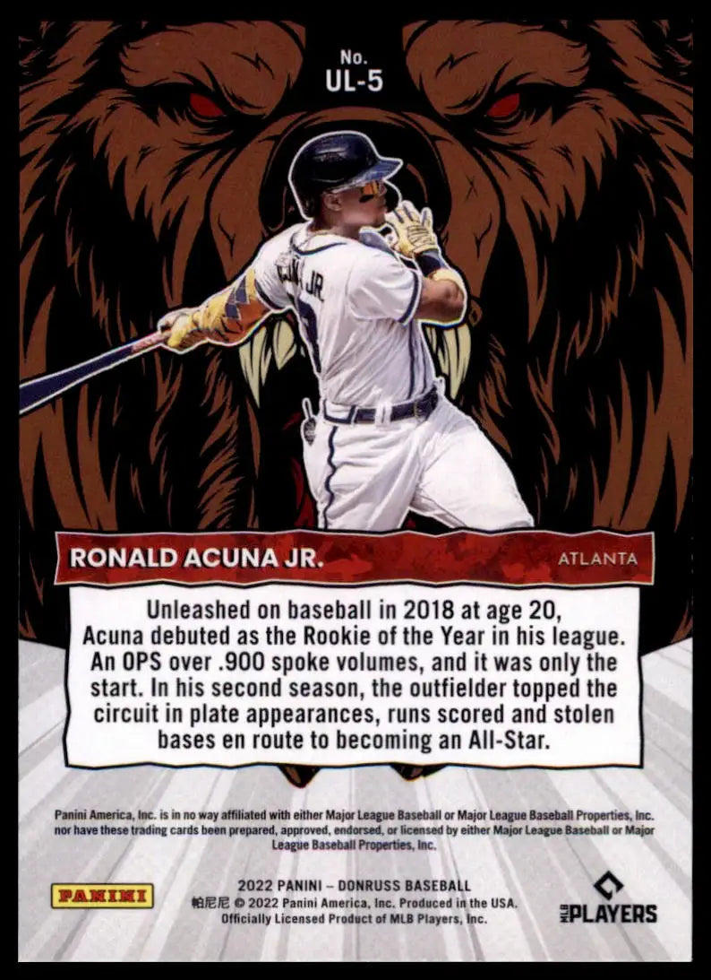 2022 Donruss - Unleashed Rapture Ronald Acuna Jr. UL-5 Atlanta Braves NM - Baseball Card Single