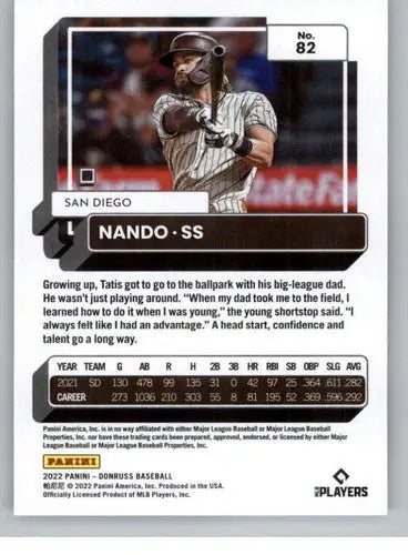 2022 Donruss Variations #82 Fernando Tatis Jr. NM-MT Padres ID:42140 - Baseball Card Single