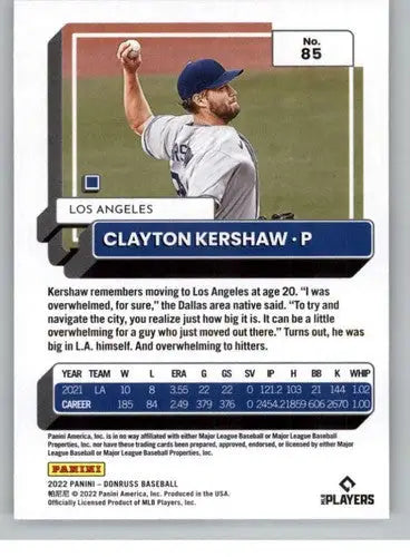 2022 Donruss Variations #85 Clayton Kershaw NM-MT Dodgers ID:42139 - Baseball Card Single