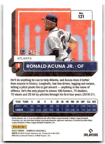2022 Donruss Variations Independence Day #121 Ronald Acuna Jr. NM-MT Br ID:42107 - Baseball Card Single
