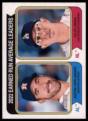 2022 Earned Run Average Leaders Verlander Urías 2023 Topps Heritage #206 - Baseball Card Single