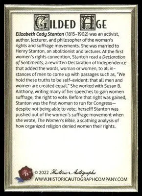2022 Historic Autographs Gilded Age Elizabeth Cady Stanton #17 - Other
