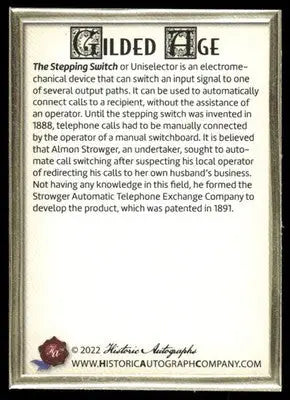 2022 Historic Autographs Gilded Age Stepping Switch #153 - Other