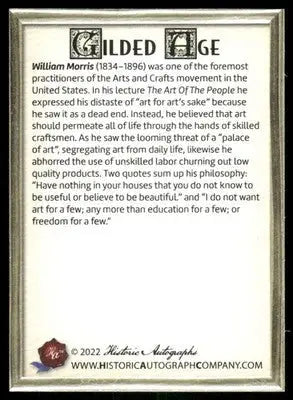 2022 Historic Autographs Gilded Age William Morris #68