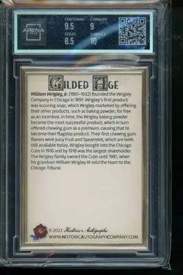 2022 Historic Autographs Gilded Age Wrigley Company #190 Arena Club 9 - Other