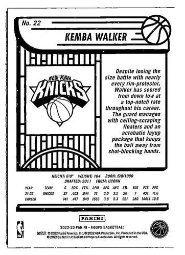 2022 Hoops #22 Kemba Walker New York Knicks Basketball cards ID:51908 - Basketball Card Single