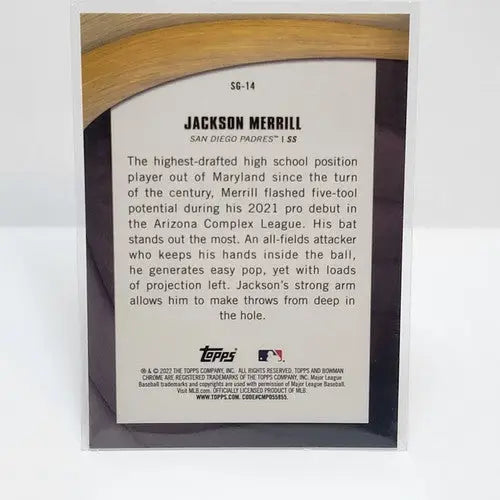2022 Jackson Merrill Bowman Chrome Shades of Greatness Rookie RC Padres QTY - Baseball Card Single