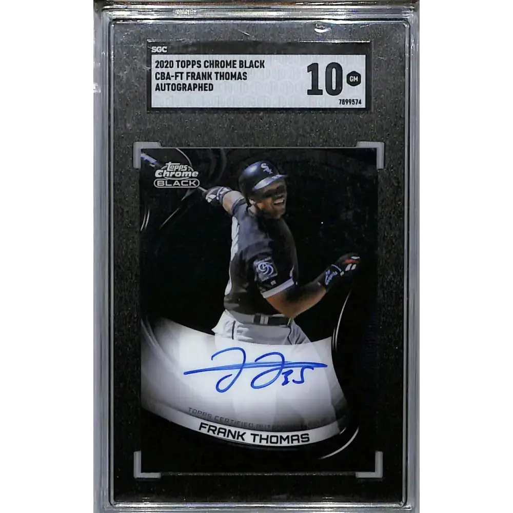 2022 (Label Error 2020) Topps Chrome Black #CBA-FT Frank Thomas SGC 10 Gem Auto Chicago White Sox Baseball Card
