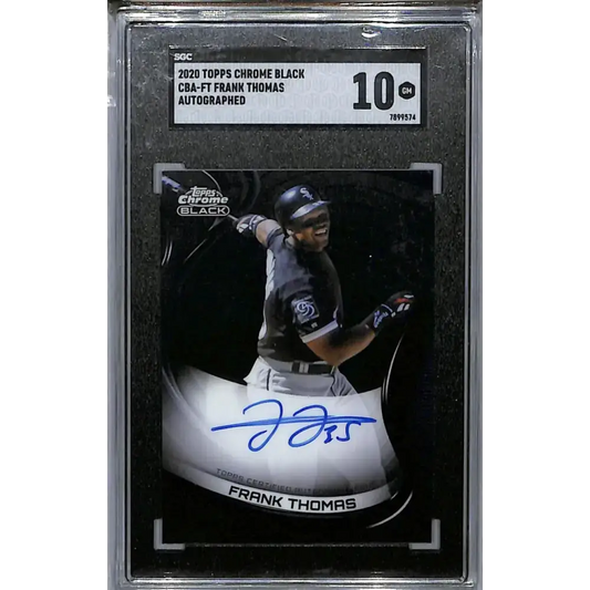 2022 (Label Error 2020) Topps Chrome Black #CBA-FT Frank Thomas SGC 10 Gem Auto Chicago White Sox Baseball Card