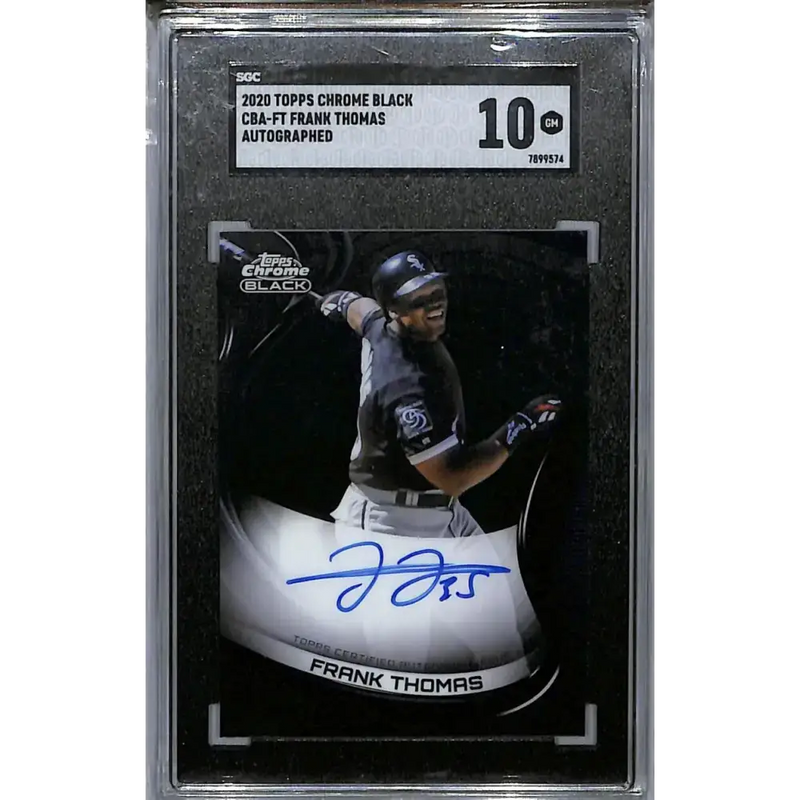 2022 (Label Error 2020) Topps Chrome Black #CBA-FT Frank Thomas SGC 10 Gem Auto Chicago White Sox Baseball Card