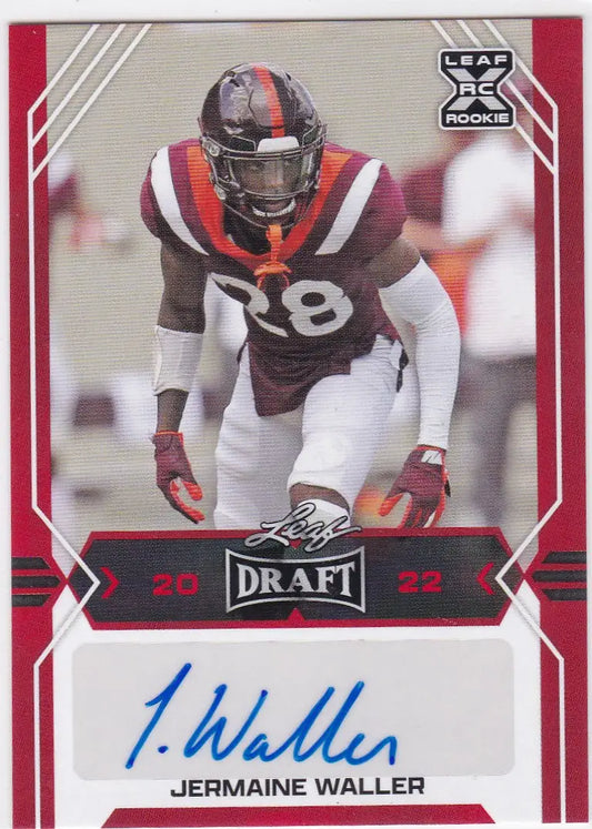 2022 Leaf Draft #BA-JW2 Jermaine Waller Red AUTO - Football Card Single