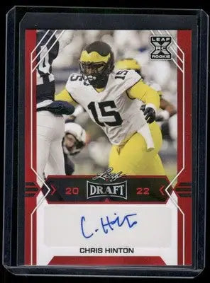 2022 Leaf Draft Chris Hinton #BA-CH1 Red RC Football - Football Card Single