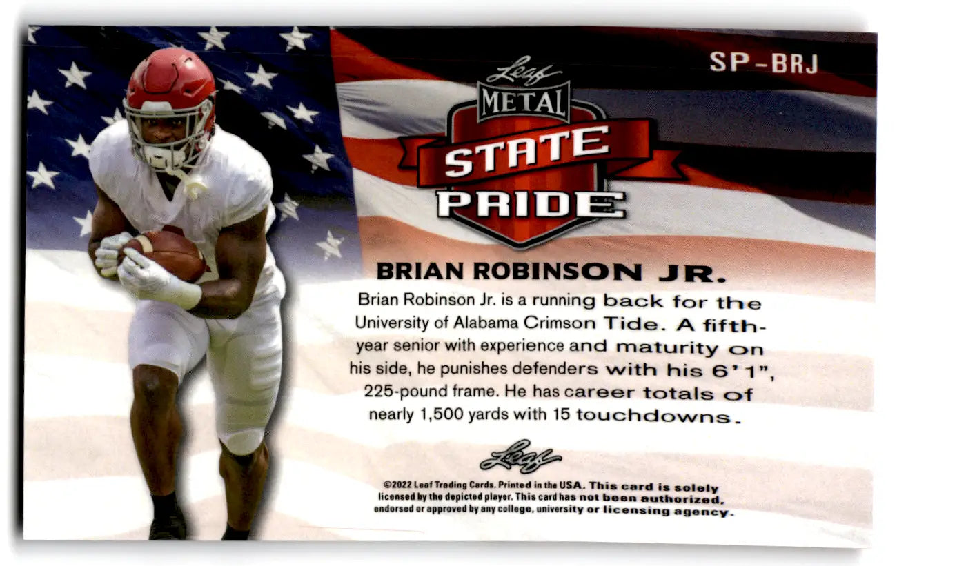 2022 Leaf Draft Metal State Pride Crystal Red White Blue Brian Robinson SP-BRJ - Football Card Single