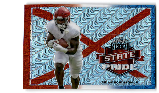 2022 Leaf Draft Metal State Pride Crystal Red White Blue Brian Robinson SP-BRJ - Football Card Single