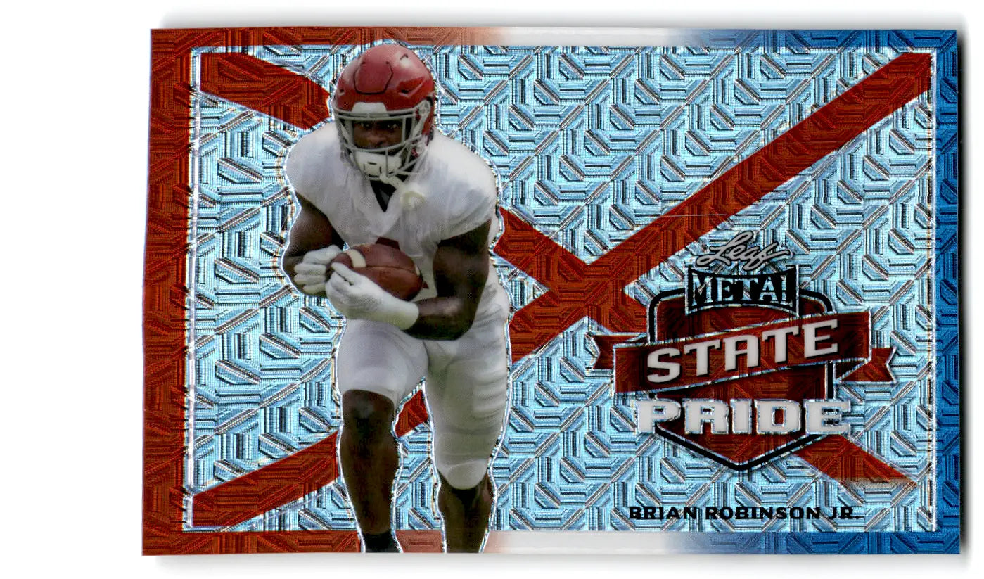 2022 Leaf Draft Metal State Pride Crystal Red White Blue Brian Robinson SP-BRJ - Football Card Single