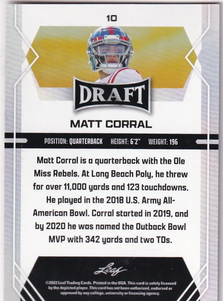 2022 LEAF DRAFT RED COMPLETE SET 1-10- WASHINGTON COMMANDERS - Football Card Single