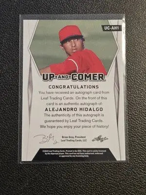 2022 Leaf Holiday Packs - Up-And-Comer #UC-AH1 Alejandro Hidalgo - Baseball Card Single