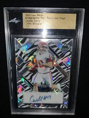 2022 Leaf Metal CALEB WILLIAMS AUTO Pre Production Proof Crystal Zebra 1/1 RC - Football Card Single