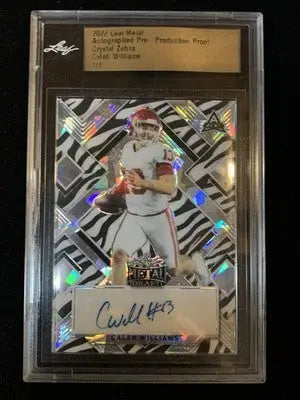 2022 Leaf Metal CALEB WILLIAMS AUTO Pre Production Proof Crystal Zebra 1/1 RC - Football Card Single