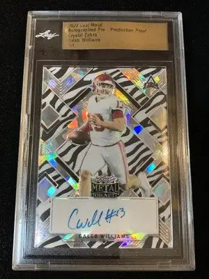 2022 Leaf Metal CALEB WILLIAMS AUTO Pre Production Proof Crystal Zebra 1/1 RC - Football Card Single