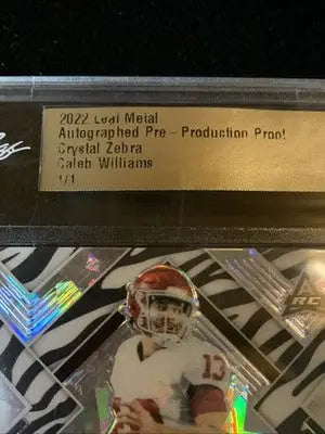 2022 Leaf Metal CALEB WILLIAMS AUTO Pre Production Proof Crystal Zebra 1/1 RC - Football Card Single