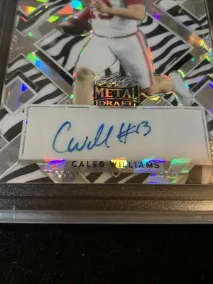 2022 Leaf Metal CALEB WILLIAMS AUTO Pre Production Proof Crystal Zebra 1/1 RC - Football Card Single