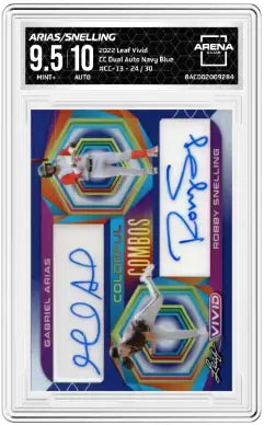 Graded 2022 Leaf Vivid Arias Snelling dual auto navy baseball card with signatures