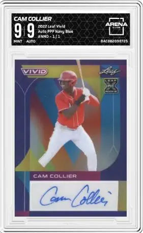 2022 Leaf Vivid Cam Collier #NNO Auto PPP Navy Blue 1/1 Baseball AC 9/9 - Baseball Card Single