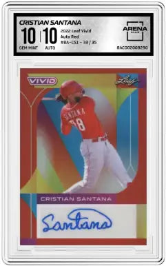 Vivid Cristian Santana graded baseball trading card from 2022 Leaf Vivid Cristian Santana series