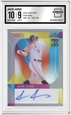 2022 Leaf Vivid Jace Jung #BA-JJ1 Auto Grey 2/40 Baseball AC 10/9 - Baseball Card Single
