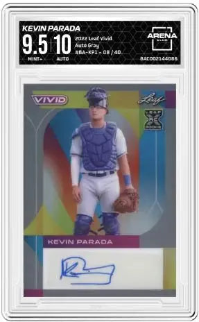 2022 Leaf Vivid Kevin Parada #BA-KP1 Auto Grey 08/40 Baseball Arena Club 9.5 - Baseball Card Single