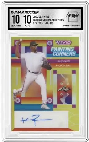 2022 Leaf Vivid Kumar Rocker #PC-KR1 Painting Corners Auto Yellow 22/50 AC 10 - Other