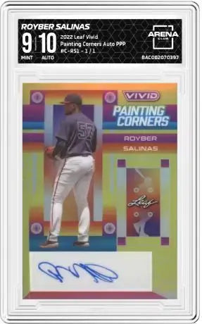 2022 Leaf Vivid Royber Salinas #C-RS1 Painting Corners Auto PPP 1/1 AC 9/10 - Baseball Card Single