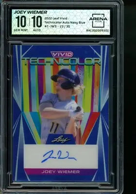 2022 Leaf Vivid Technicolor Joey Wiemer #T-JW3 23/30 Baseball Arena Club 10