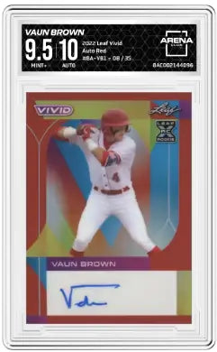 Graded Leaf Vivid Vaun Brown baseball trading card 2022 Arena Club Auto 9.5