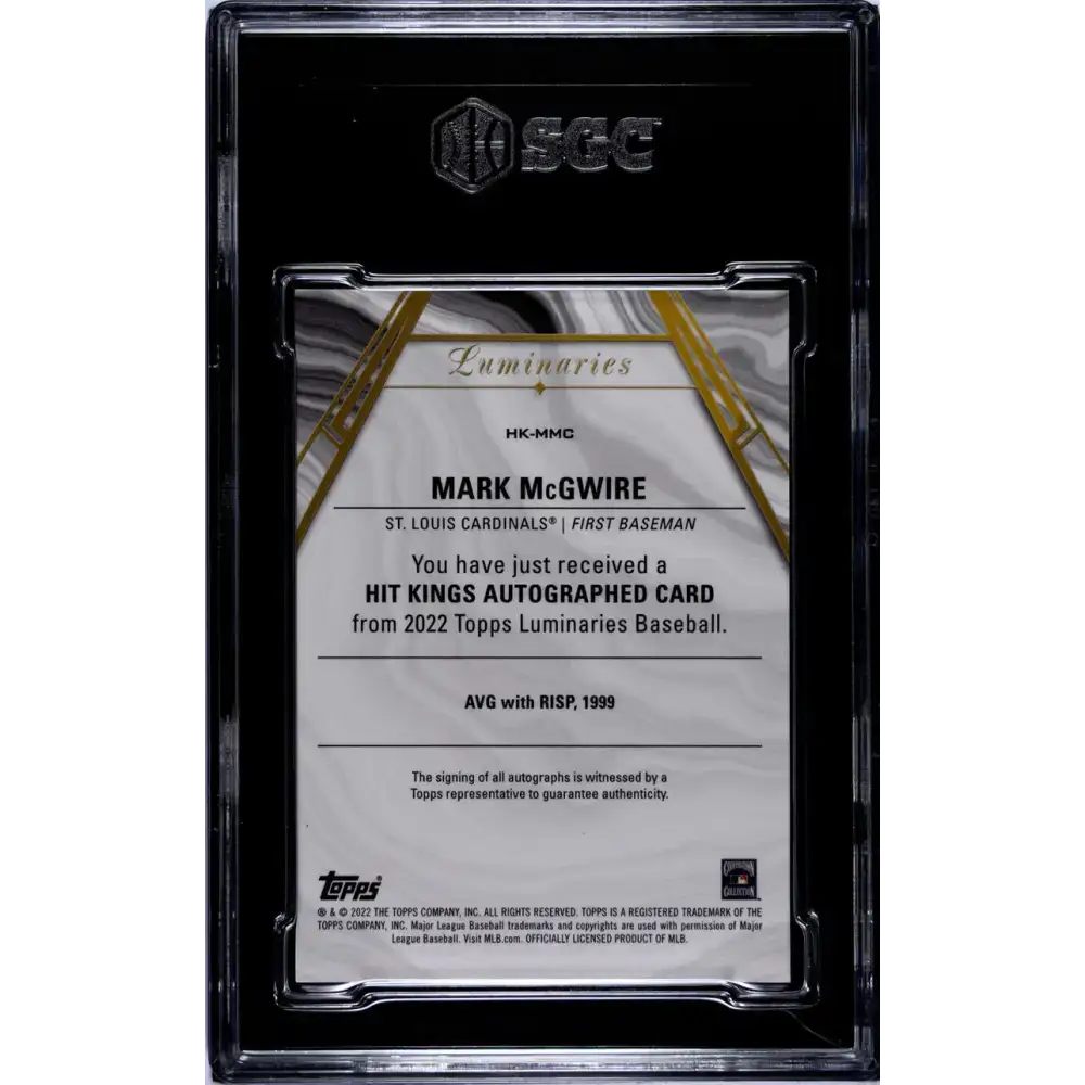 2022 Luminaries #HK-MMC Mark McGwire SGC 9.5 MINT+ Auto 10/10 St. Louis Cardinals Baseball Card - Baseball Card Single