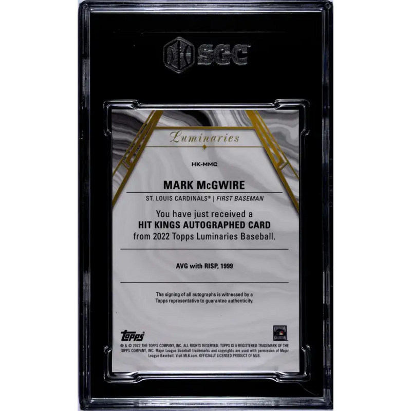 2022 Luminaries #HK-MMC Mark McGwire SGC 9.5 MINT+ Auto 10/10 St. Louis Cardinals Baseball Card - Baseball Card Single