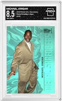Graded Michael Jordan 2022 Metal Universe Champions Metal Shredders Aqua trading card