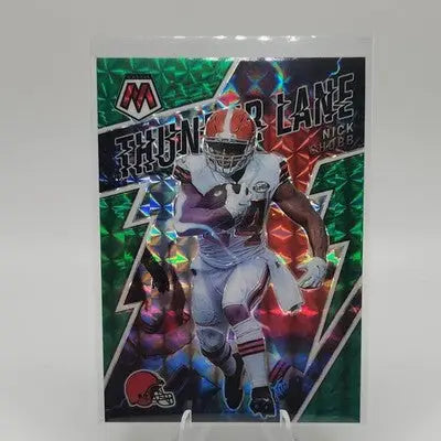 2022 Mosaic Nick Chubb Thunder Lane Green Mosaic Prizm SP Holo Insert #TL-6 - Football Card Single