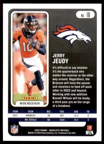 2022 Panini Absolute #10 Jerry Jeudy NM Near Mint Broncos ID:66974 - Football Card Single