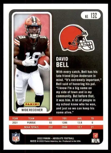 2022 Panini Absolute David Bell football card with original gloss Browns rookie