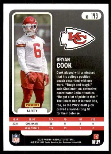 2022 Panini Absolute Bryan Cook original gloss mint RC rookie football card