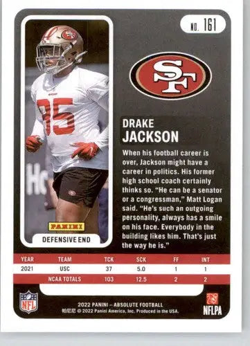 2022 Panini Absolute #161 Drake Jackson NM-MT RC Rookie 49ers ID:50461 - Football Card Single