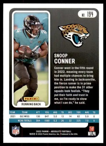 2022 Panini Absolute #194 Snoop Conner NM Near Mint RC Rookie Jaguars ID:66038 - Football Card Single