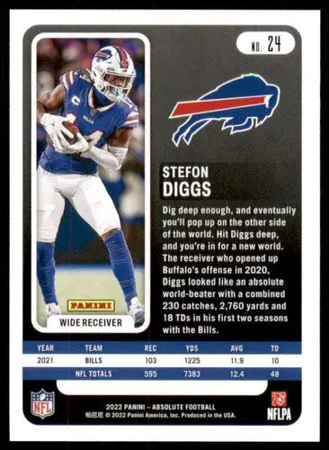 Panini Absolute Stefon Diggs football card with original gloss from 2022 Panini Absolute series