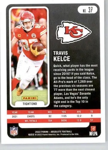 2022 Panini Absolute #37 Travis Kelce NM Near Mint Chiefs ID:66955 - Football Card Single
