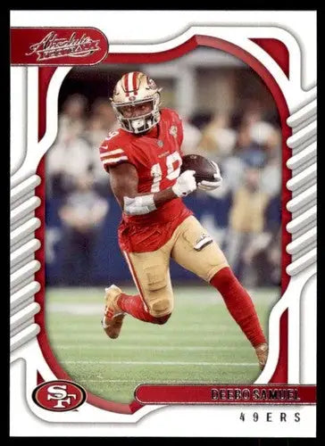 Deebo Samuel football card from Panini Absolute 2022 with original gloss and ID 52283