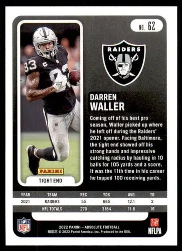2022 Panini Absolute #62 Darren Waller NM-MT ID:52274 - Football Card Single